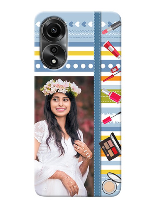 Custom Oppo A78 4G Personalized Mobile Cases: Makeup Icons Design