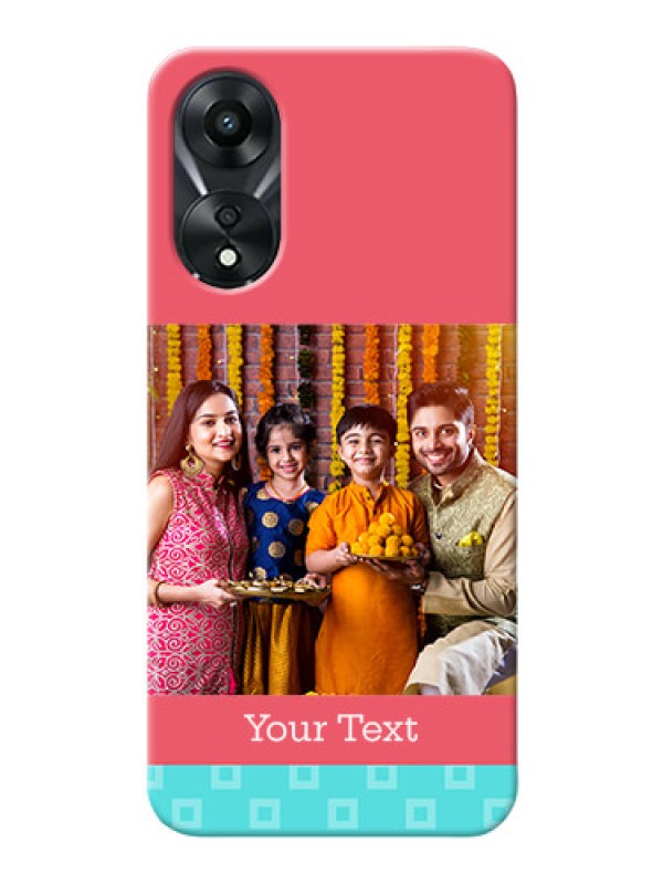 Custom Oppo A78 5G Mobile Back Covers: Peach & Blue Color Design