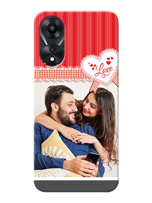 Custom Oppo A78 5G phone cases online: Red Love Pattern Design
