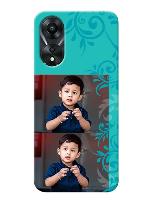 Custom Oppo A78 5G Mobile Cases with Photo and Green Floral Design 