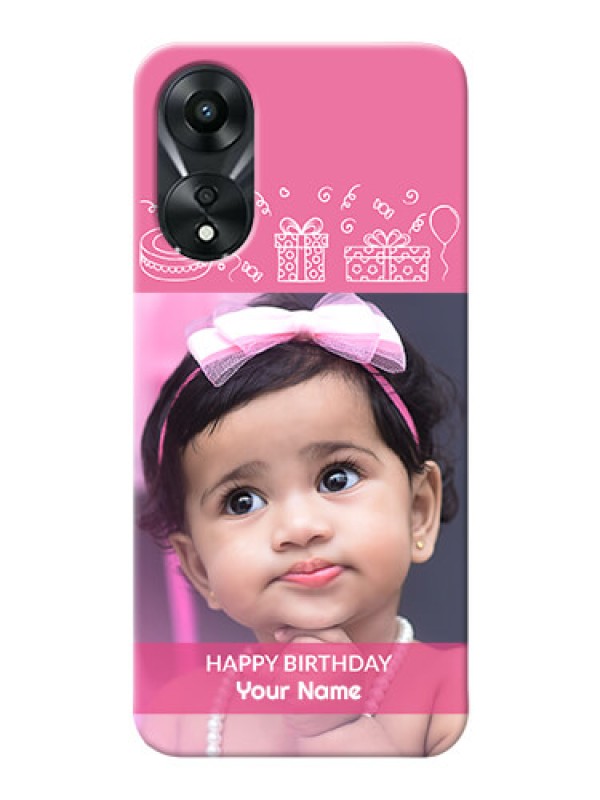 Custom Oppo A78 5G Custom Mobile Cover with Birthday Line Art Design