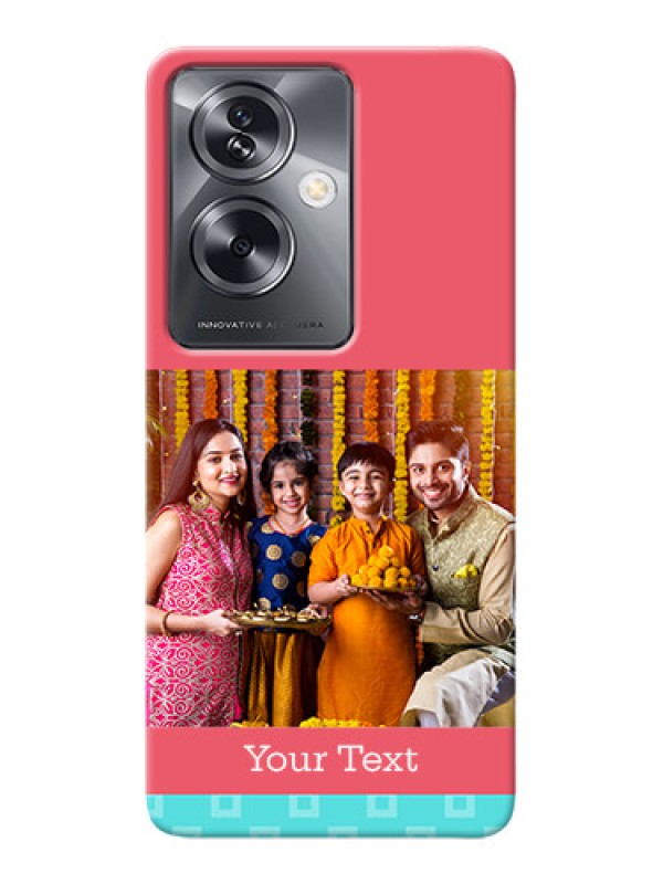 Custom Oppo A79 5G Mobile Back Covers: Peach & Blue Color Design