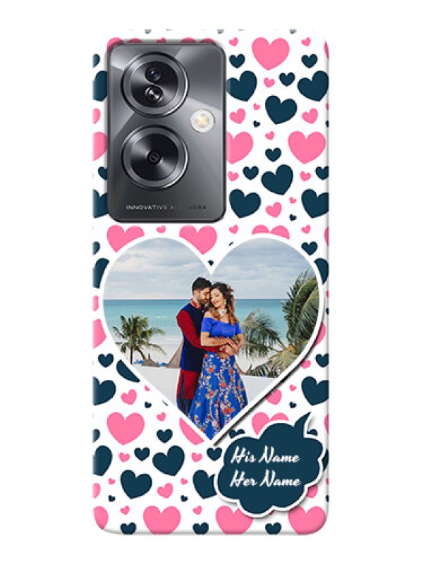 Custom Oppo A79 5G Mobile Covers Online: Pink & Blue Heart Design