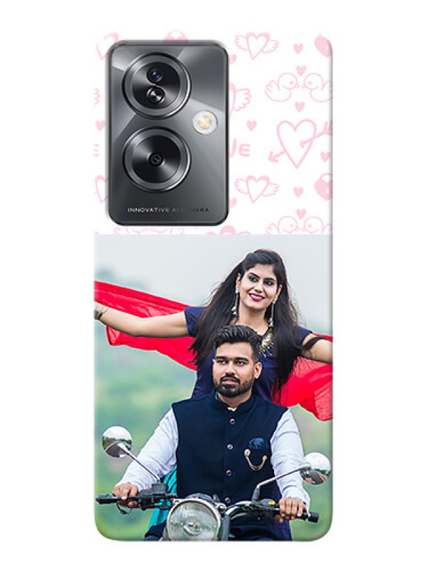 Custom Oppo A79 5G personalized phone covers: Pink Flying Heart Design