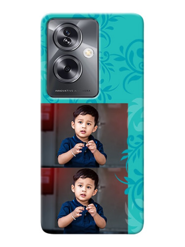 Custom Oppo A79 5G Mobile Cases with Photo and Green Floral Design