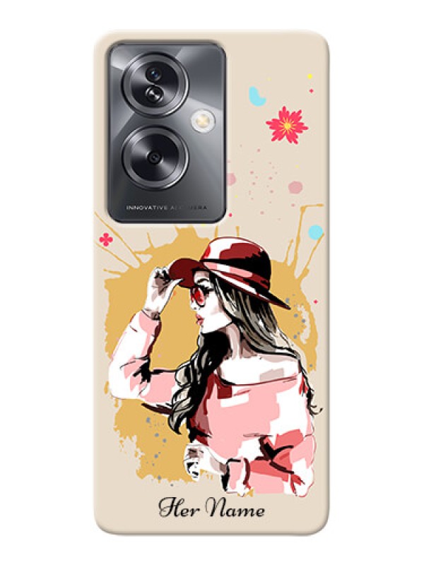 Custom Oppo A79 5G Photo Printing on Case with Women with pink hat Design