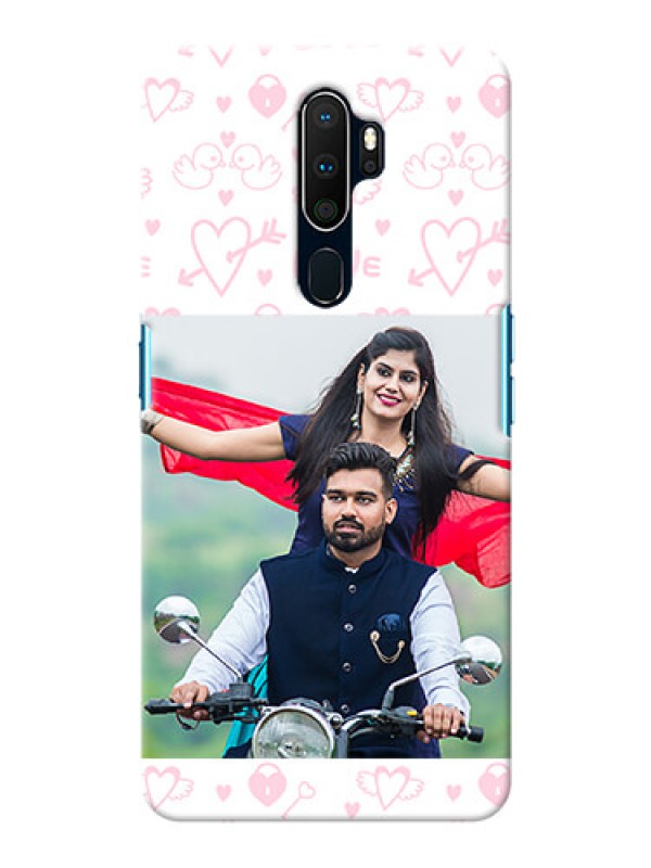 Custom Oppo A9 2020 personalized phone covers: Pink Flying Heart Design