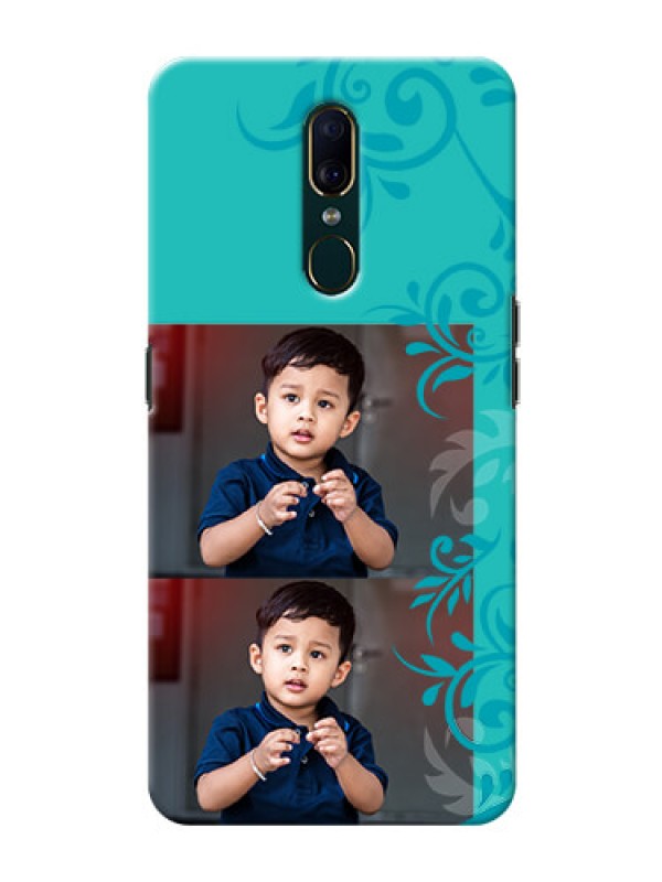 Custom Oppo A9 Mobile Cases with Photo and Green Floral Design 