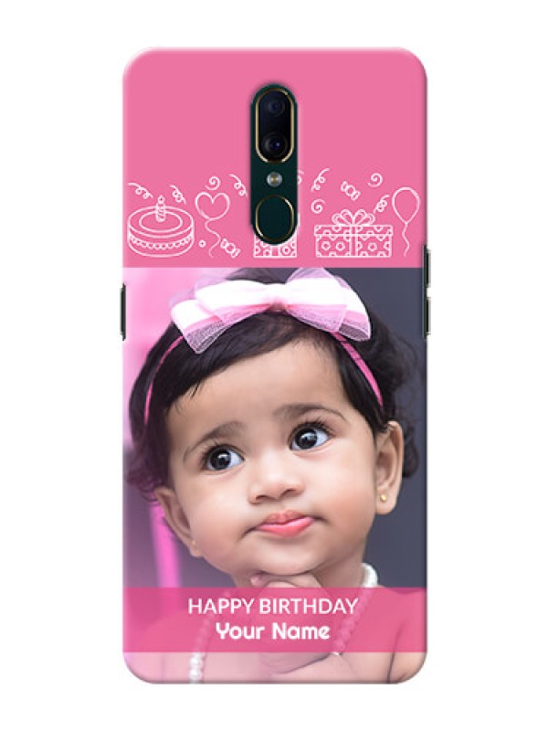 Custom Oppo A9 Custom Mobile Cover with Birthday Line Art Design
