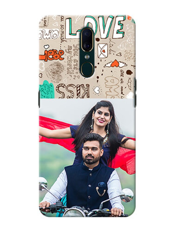 Custom Oppo A9 Personalised mobile covers: Love Doodle Pattern 