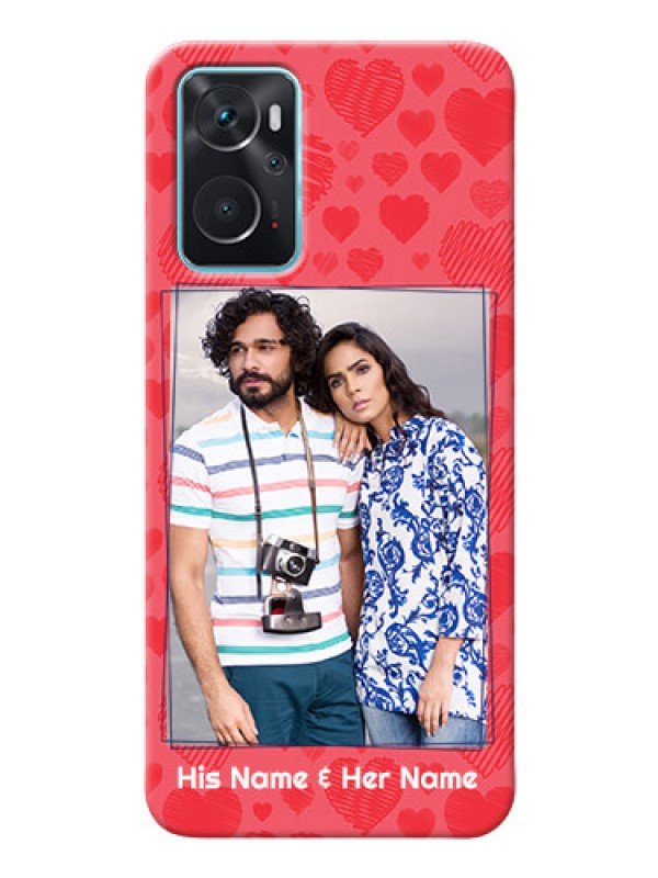 Custom Oppo A96 Mobile Back Covers: with Red Heart Symbols Design
