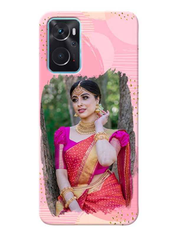 Custom Oppo A96 Phone Covers for Girls: Gold Glitter Splash Design