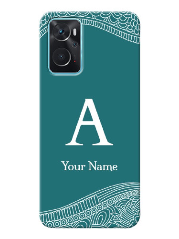 Custom Oppo A96 Mobile Back Covers: line art pattern with custom name Design