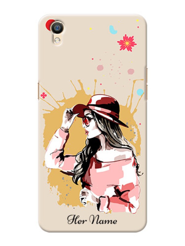 Custom Oppo F1 Plus Back Covers: Women with pink hat Design