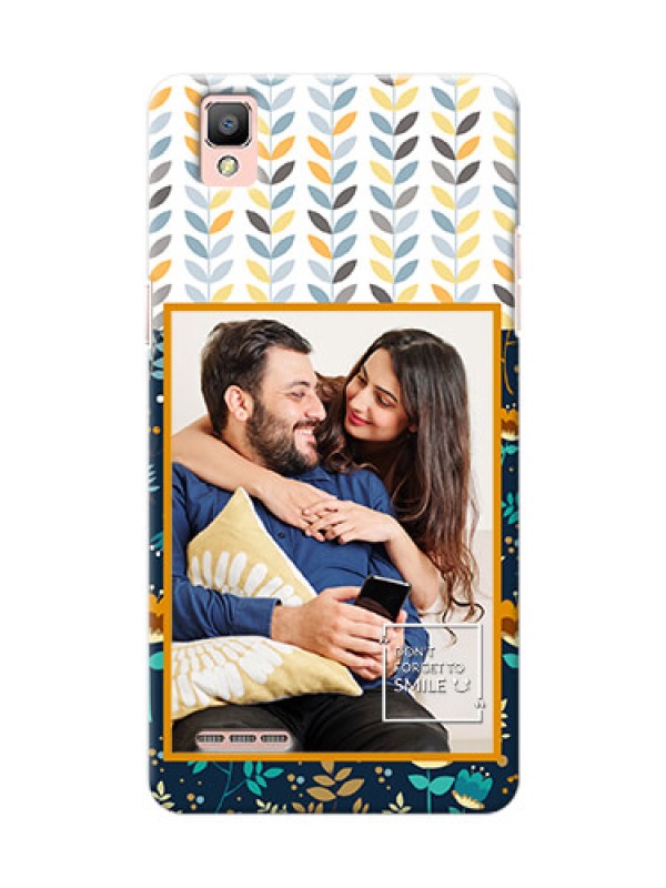 Custom Oppo F1 seamless and floral pattern design with smile quote Design