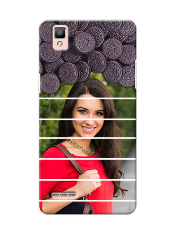 Custom Oppo F1 oreo biscuit pattern with white stripes Design