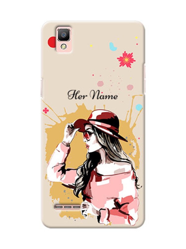Custom Oppo F1 Back Covers: Women with pink hat Design