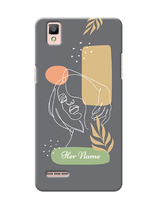 Custom Oppo F1 Phone Back Covers: Gazing Woman line art Design
