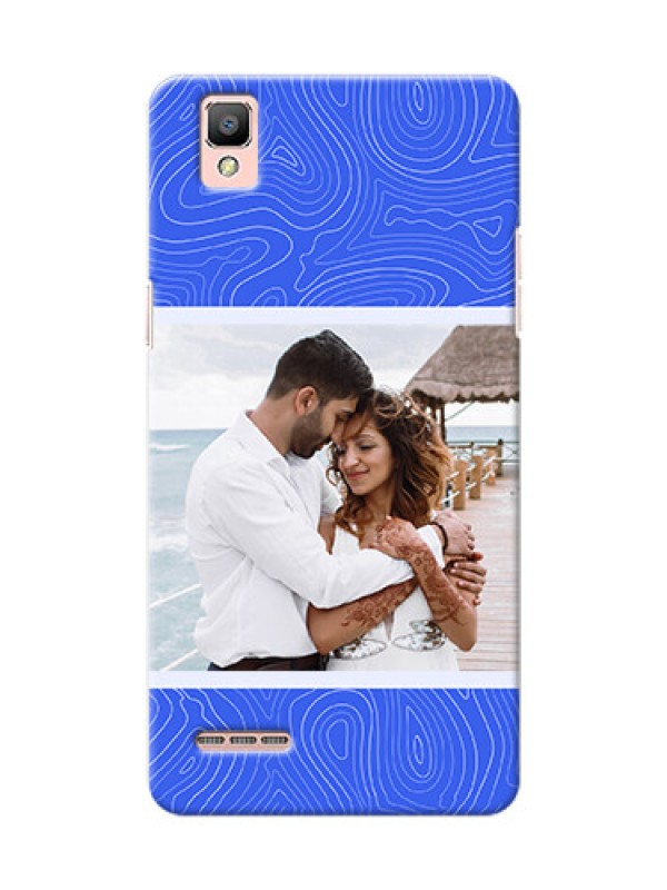 Custom Oppo F1 Mobile Back Covers: Curved line art with blue and white Design