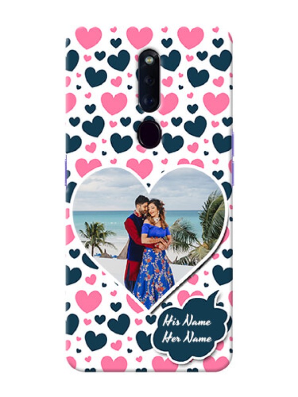 Custom Oppo F11 Pro Mobile Covers Online: Pink & Blue Heart Design