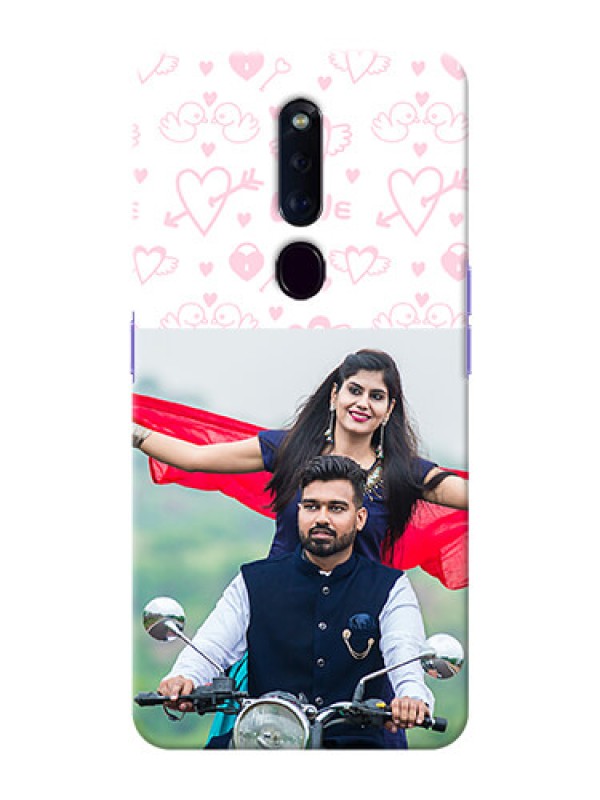 Custom Oppo F11 Pro personalized phone covers: Pink Flying Heart Design