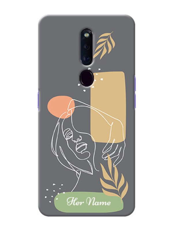 Custom Oppo F11 Pro Phone Back Covers: Gazing Woman line art Design
