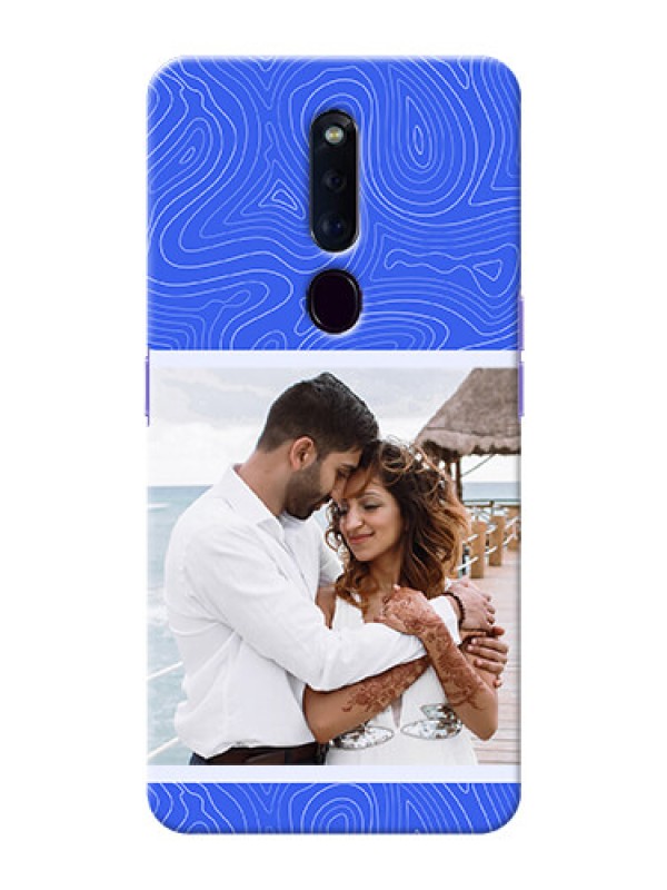 Custom Oppo F11 Pro Mobile Back Covers: Curved line art with blue and white Design