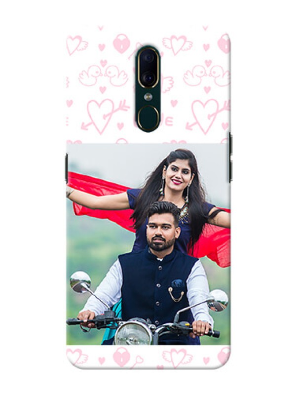 Custom Oppo F11 personalized phone covers: Pink Flying Heart Design