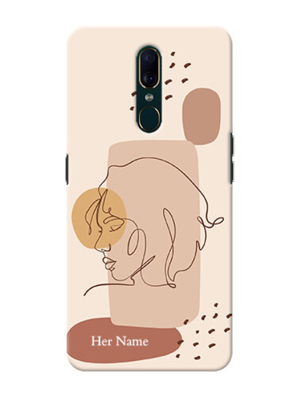 Custom Oppo F11 Custom Phone Covers: Calm Woman line art Design