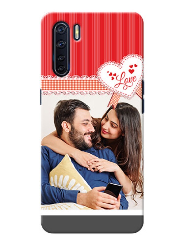 Custom Oppo F15 phone cases online: Red Love Pattern Design