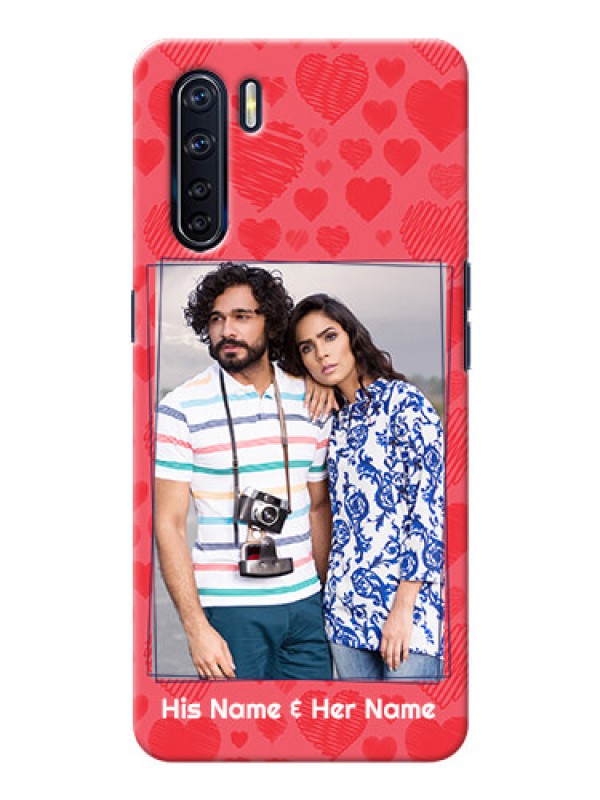 Custom Oppo F15 Mobile Back Covers: with Red Heart Symbols Design