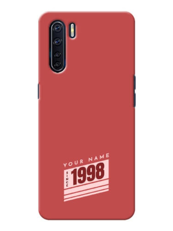 Custom Oppo F15 Phone Back Covers: Red custom year of birth Design