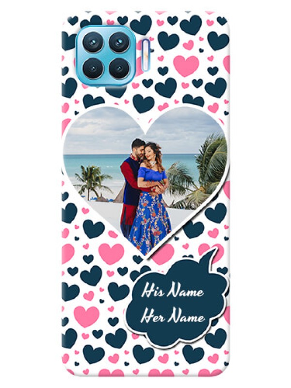 Custom Oppo F17 Pro Mobile Covers Online: Pink & Blue Heart Design