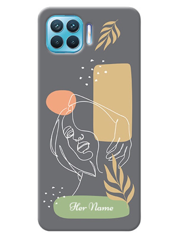 Custom Oppo F17 Pro Phone Back Covers: Gazing Woman line art Design