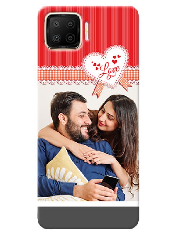 Custom Oppo F17 phone cases online: Red Love Pattern Design