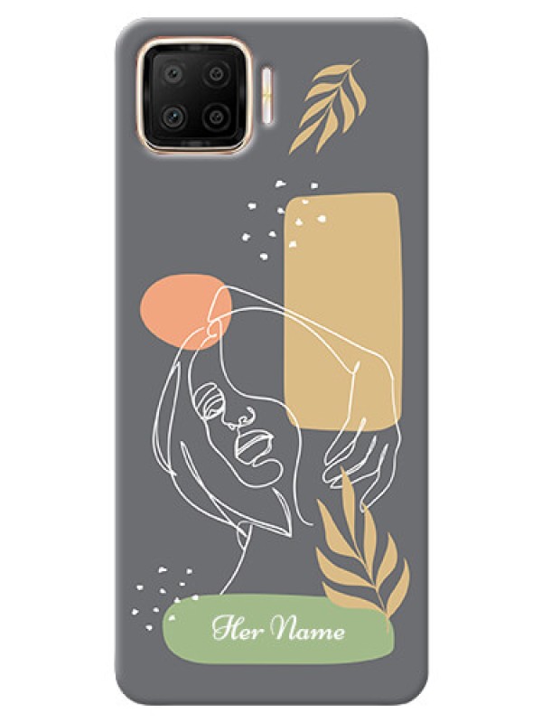 Custom Oppo F17 Phone Back Covers: Gazing Woman line art Design