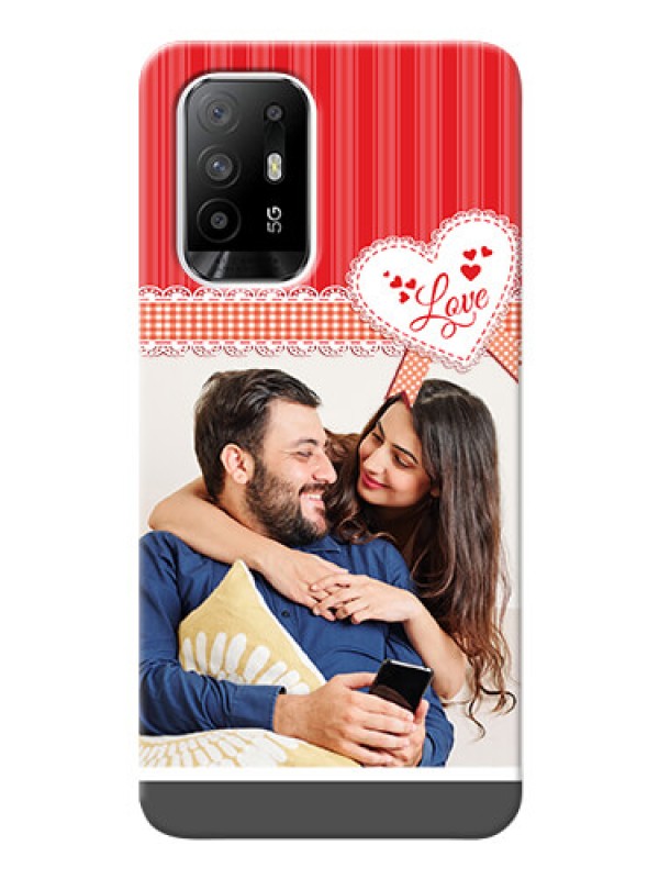 Custom Oppo F19 Pro Plus 5G phone cases online: Red Love Pattern Design