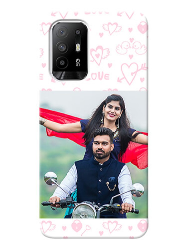 Custom Oppo F19 Pro Plus 5G personalized phone covers: Pink Flying Heart Design