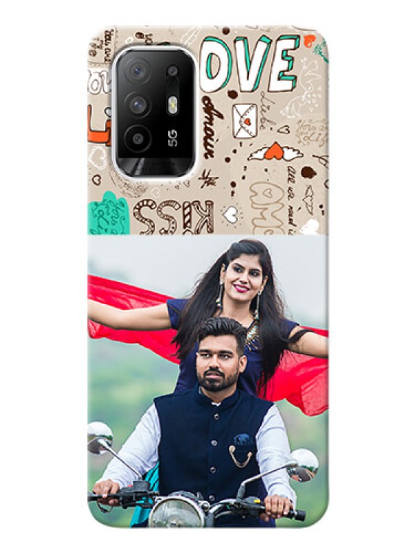 Custom Oppo F19 Pro Plus 5G Personalised mobile covers: Love Doodle Pattern 