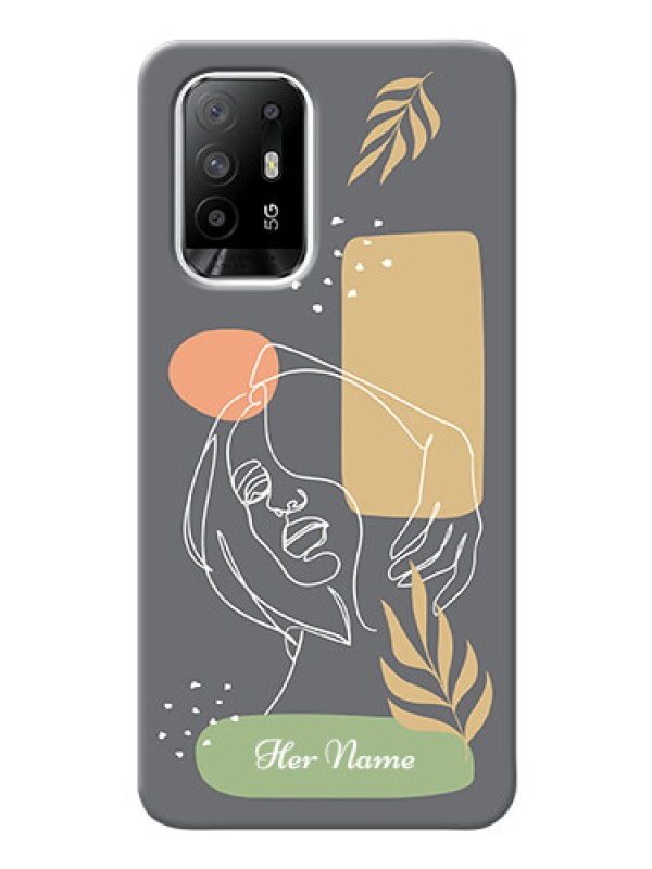 Custom Oppo F19 Pro Plus 5G Phone Back Covers: Gazing Woman line art Design