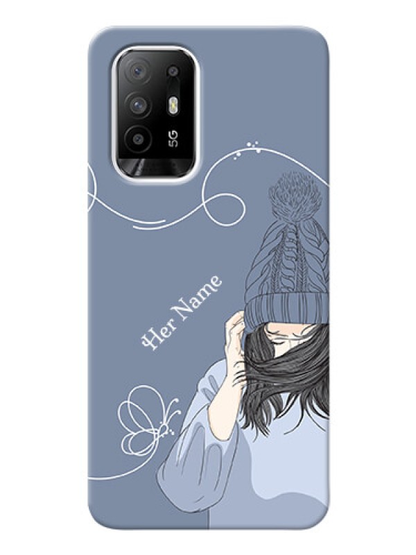 Custom Oppo F19 Pro Plus 5G Custom Mobile Case with Girl in winter outfit Design