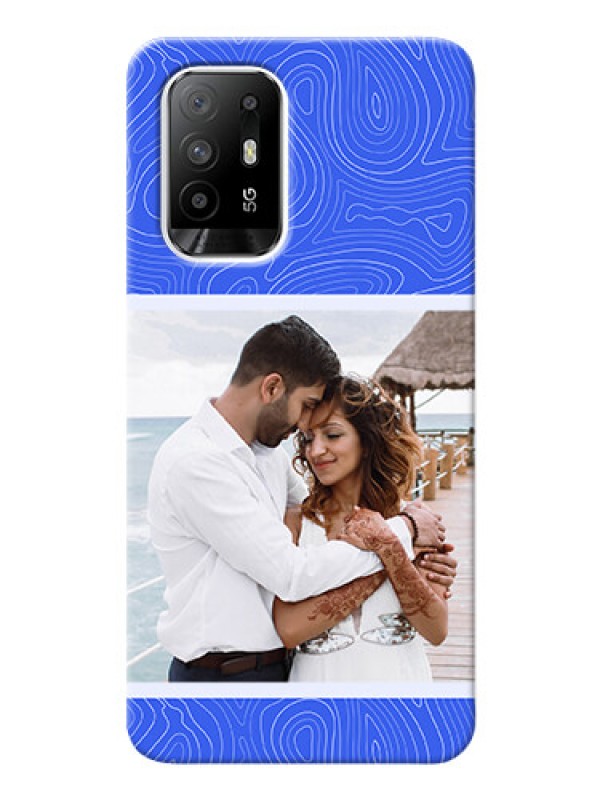 Custom Oppo F19 Pro Plus 5G Mobile Back Covers: Curved line art with blue and white Design