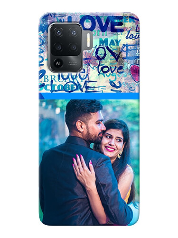 Custom Oppo F19 Pro Mobile Covers Online: Colorful Love Design