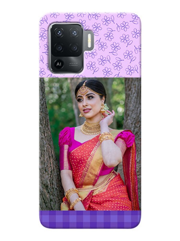 Custom Oppo F19 Pro Mobile Cases: Purple Floral Design