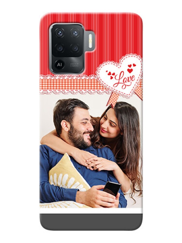 Custom Oppo F19 Pro phone cases online: Red Love Pattern Design