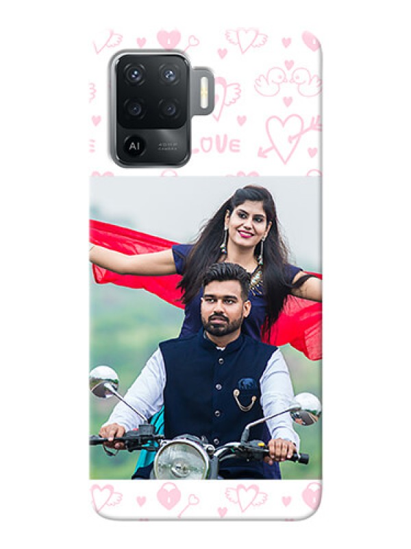 Custom Oppo F19 Pro personalized phone covers: Pink Flying Heart Design