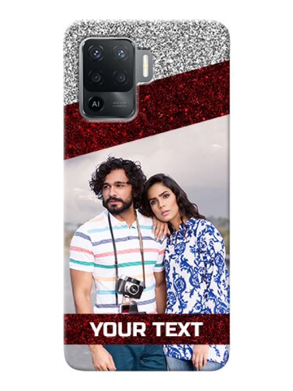 Custom Oppo F19 Pro Mobile Cases: Image Holder with Glitter Strip Design
