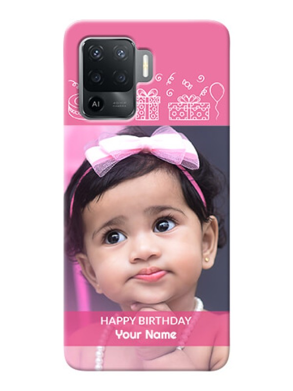 Custom Oppo F19 Pro Custom Mobile Cover with Birthday Line Art Design