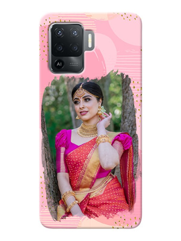Custom Oppo F19 Pro Phone Covers for Girls: Gold Glitter Splash Design