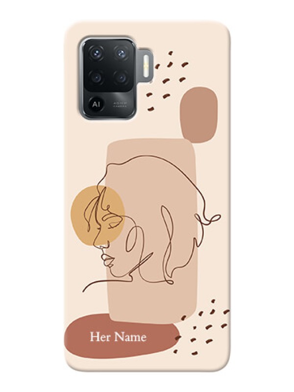 Custom Oppo F19 Pro Custom Phone Covers: Calm Woman line art Design